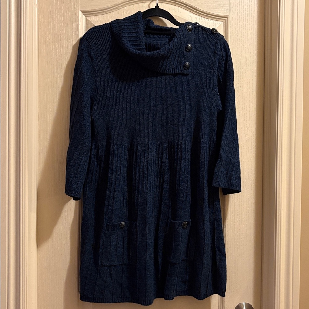 Style & Co. Navy Tunic Sweater with Button Accents